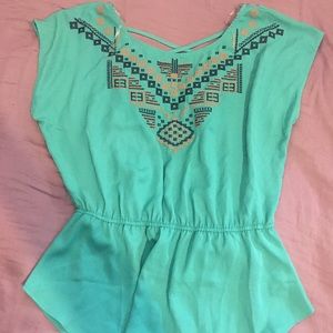 Large teal Maurice’s blouse